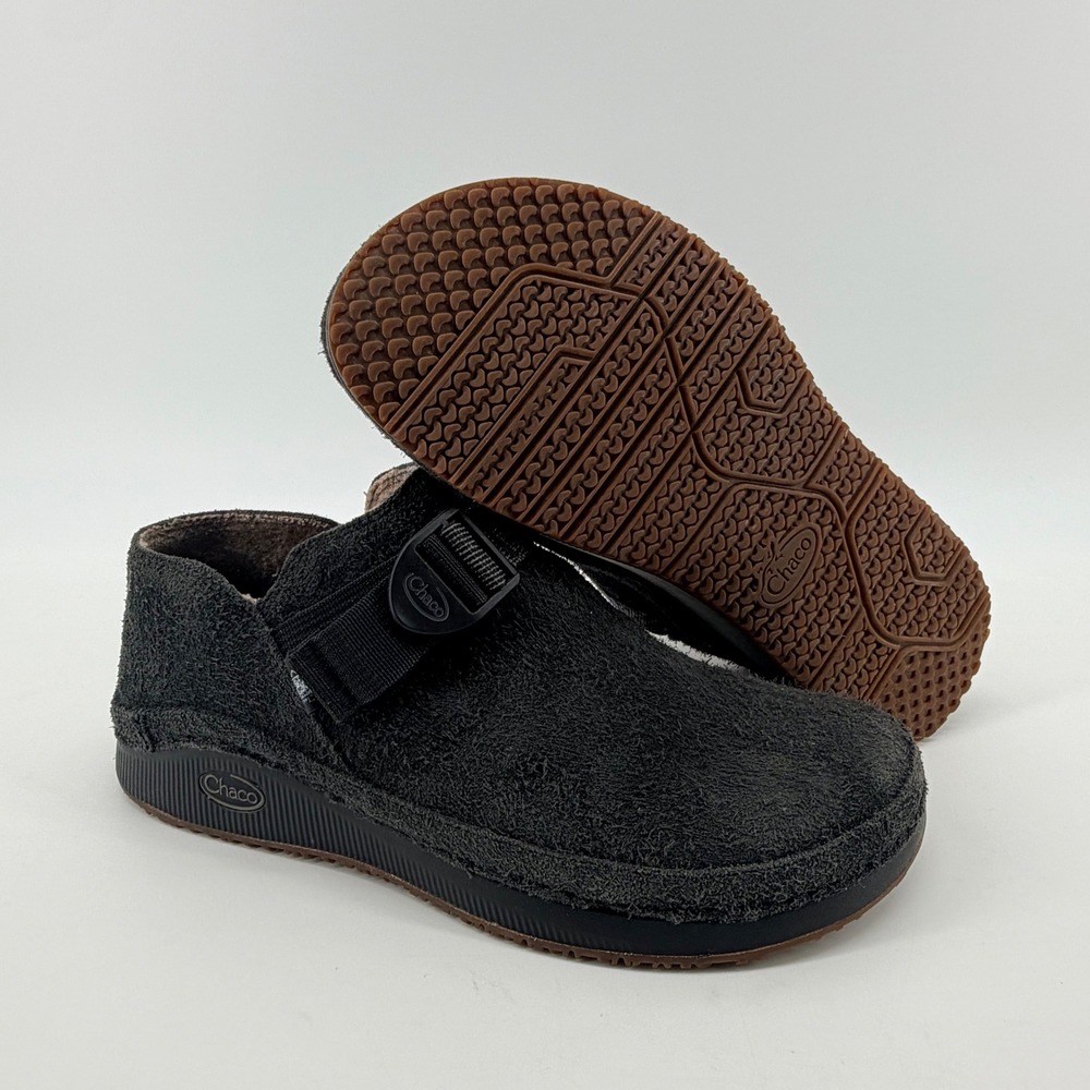 Chaco Paonia Men's Size 8 Black Suede Slip On Clogs JCH108115 Wool Lined